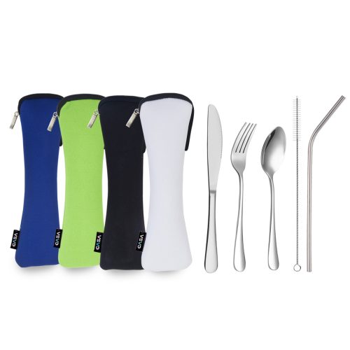 סט סכו"ם אישי מנירוסטה,  קש ומברשת ניקוי - דלפי