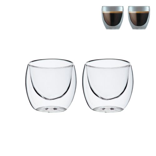 זוג כוסות זכוכית, דופן כפולה, 150 מ"ל - ברזיל