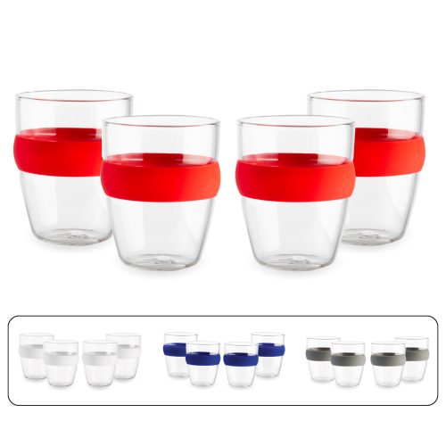 סט כוסות 150 מ"ל עם חבק סיליקון צבעוני - אינדונזיה 4