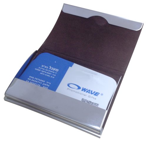 קופסה לכרטיסי ביקור מתכת ודמוי עור - ברק