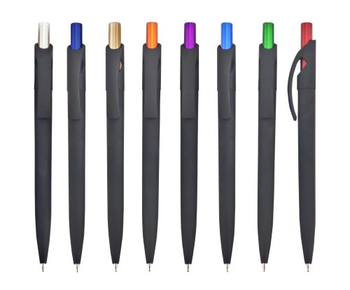 עט ג'ל, גוף פלסטיק, גימור גומי, לחצן מטלי צבעוני - לואיז בלק