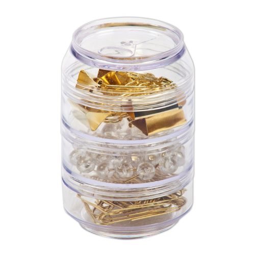 מעמד שולחני בצורת חבית לאטבים לחצנים ונעצים - Clip It