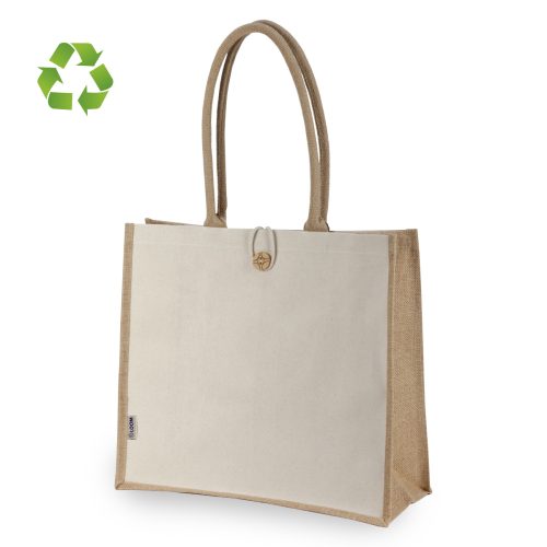 תיק יוטה בשילוב קנווס - מניפור