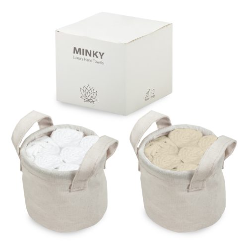 סט 6 מגבות ידיים בתיק קנווס - מינקי