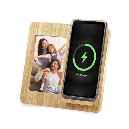 מטען אלחוטי עם מסגרת לתמונה מבמבוק - לטו