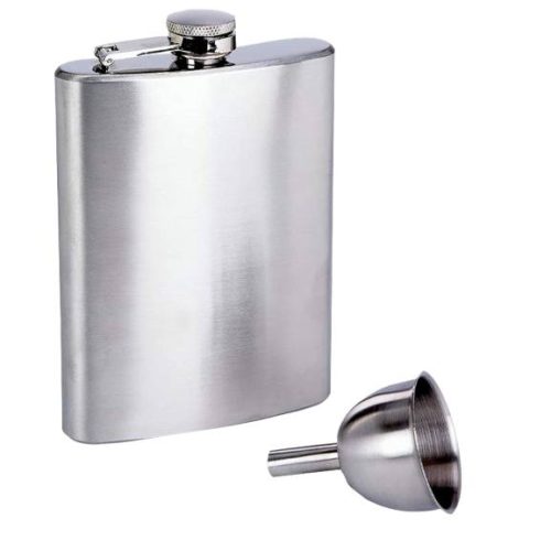 בקבוקון נירוסטה ומשפך לשתייה חריפה - טיקה