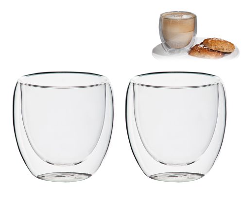 זוג כוסות זכוכית, דופן כפולה, 250 מ"ל - רומא