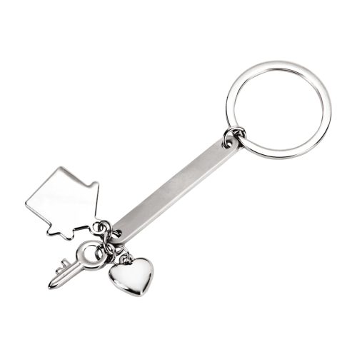 מחזיק מפתחות עם תליוני מנעול  מפתח ולב - קשר
